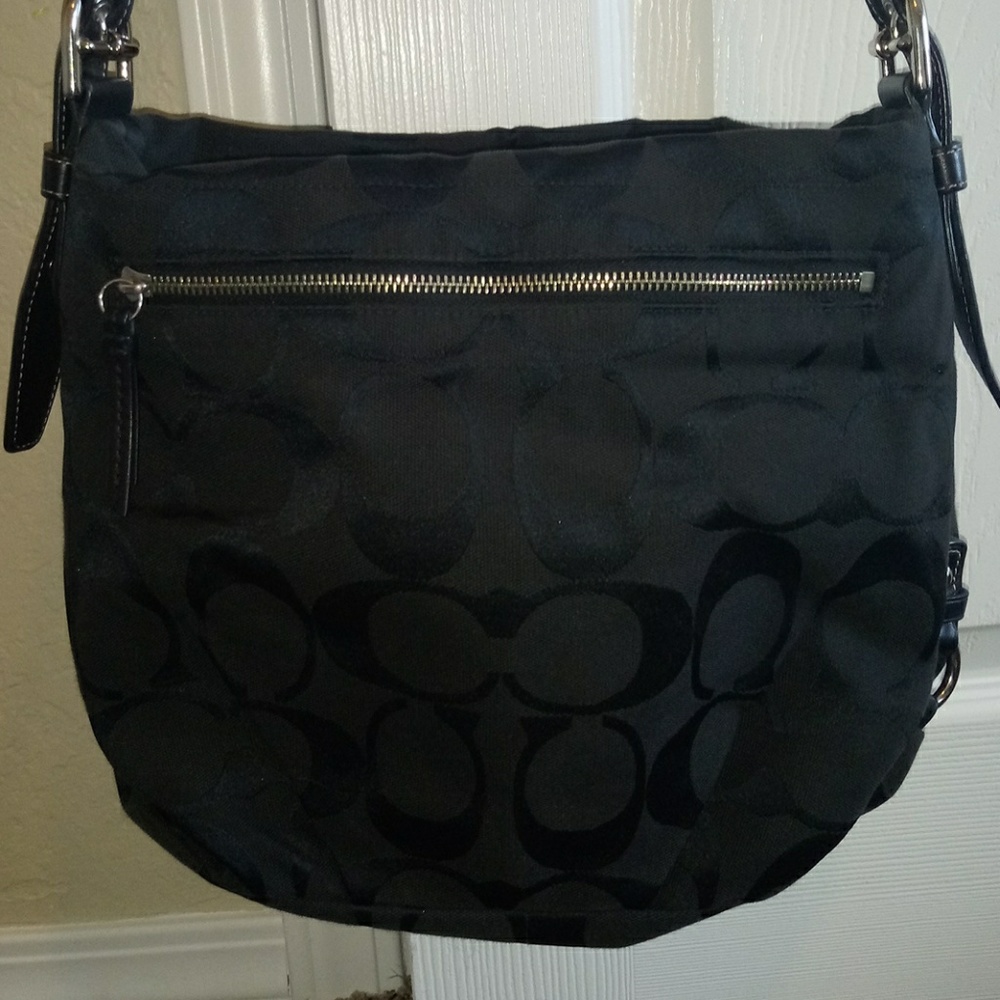 Black Signature Coach Hobo Bag